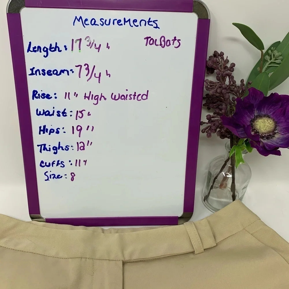 Talbots Women’s Beige Chino Bermuda Shorts Size 8P High Rise Flat Front Stretch - Picture 4 of 11